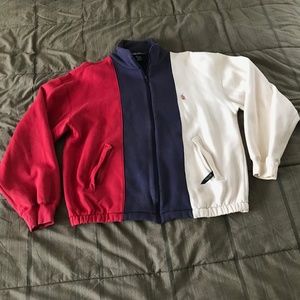 RED WHITE and BLUE NAUTICA ZIP UP FLEECE JACKET,  XL,